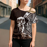 Hafa Adai Guam Discovery Day Cross Shoulder Shirt Chamorro Latte Stone Hand Brown Version LT14 - Polynesian Pride