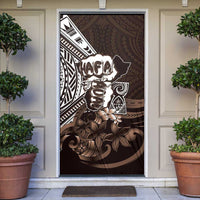 Hafa Adai Guam Discovery Day Door Cover Chamorro Latte Stone Hand Brown Version LT14 Brown - Polynesian Pride
