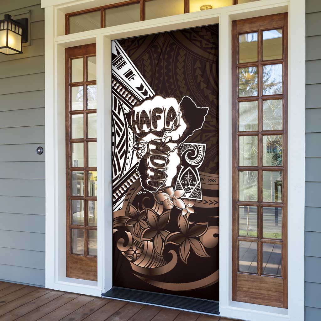 Hafa Adai Guam Discovery Day Door Cover Chamorro Latte Stone Hand Brown Version LT14 - Polynesian Pride