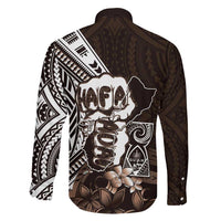 Hafa Adai Guam Discovery Day Family Matching Long Sleeve Bodycon Dress and Hawaiian Shirt Chamorro Latte Stone Hand Brown Version