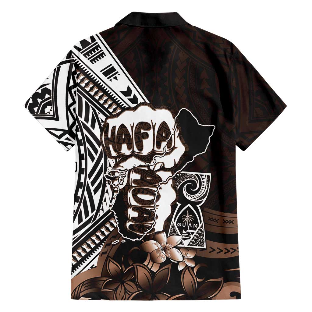 Hafa Adai Guam Discovery Day Family Matching Mermaid Dress and Hawaiian Shirt Chamorro Latte Stone Hand Brown Version