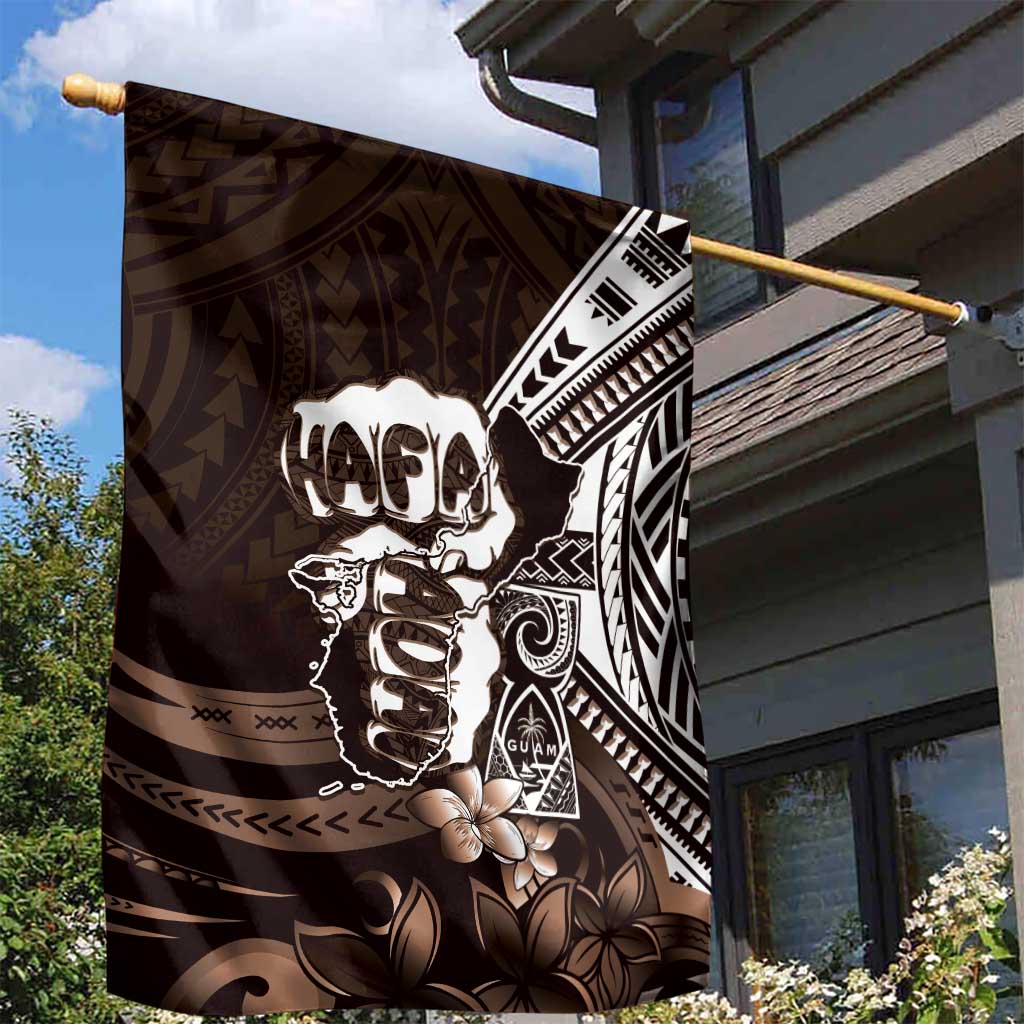 Hafa Adai Guam Discovery Day Garden Flag Chamorro Latte Stone Hand Brown Version LT14 - Polynesian Pride