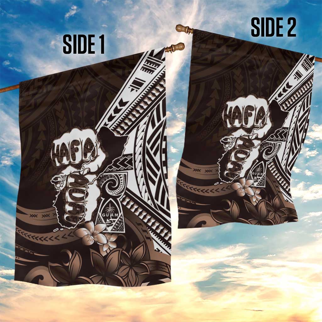 Hafa Adai Guam Discovery Day Garden Flag Chamorro Latte Stone Hand Brown Version LT14 - Polynesian Pride