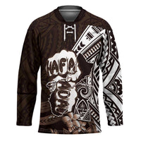 Hafa Adai Guam Discovery Day Hockey Jersey Chamorro Latte Stone Hand Brown Version LT14 Unisex Brown - Polynesian Pride