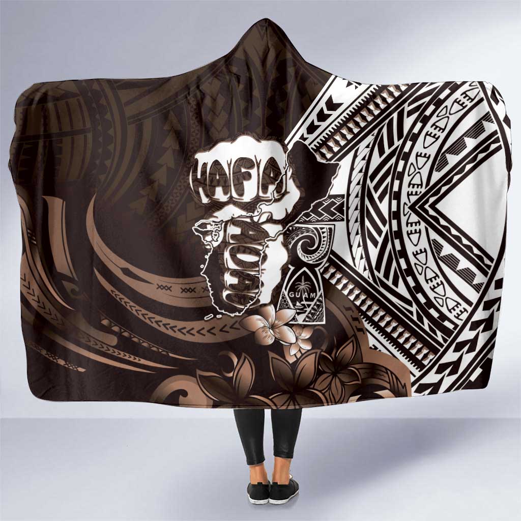 Hafa Adai Guam Discovery Day Hooded Blanket Chamorro Latte Stone Hand Brown Version LT14 One Size Brown - Polynesian Pride