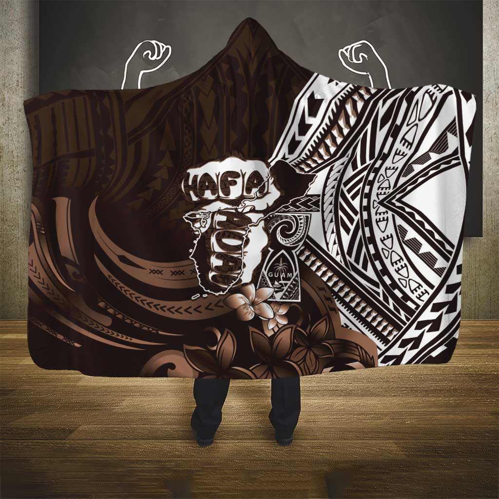 Hafa Adai Guam Discovery Day Hooded Blanket Chamorro Latte Stone Hand Brown Version LT14 - Polynesian Pride
