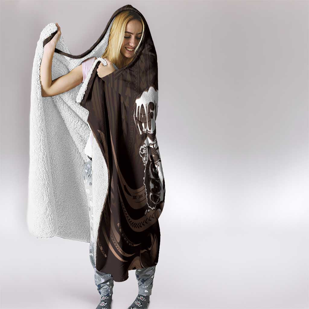 Hafa Adai Guam Discovery Day Hooded Blanket Chamorro Latte Stone Hand Brown Version LT14 - Polynesian Pride
