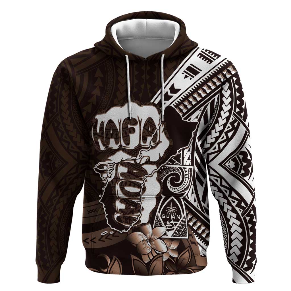 Hafa Adai Guam Discovery Day Hoodie Chamorro Latte Stone Hand Brown Version LT14 Pullover Hoodie Brown - Polynesian Pride