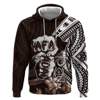 Hafa Adai Guam Discovery Day Hoodie Chamorro Latte Stone Hand Brown Version LT14 Pullover Hoodie Brown - Polynesian Pride