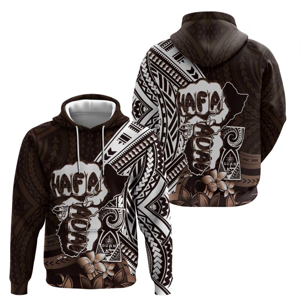 Hafa Adai Guam Discovery Day Hoodie Chamorro Latte Stone Hand Brown Version LT14 - Polynesian Pride