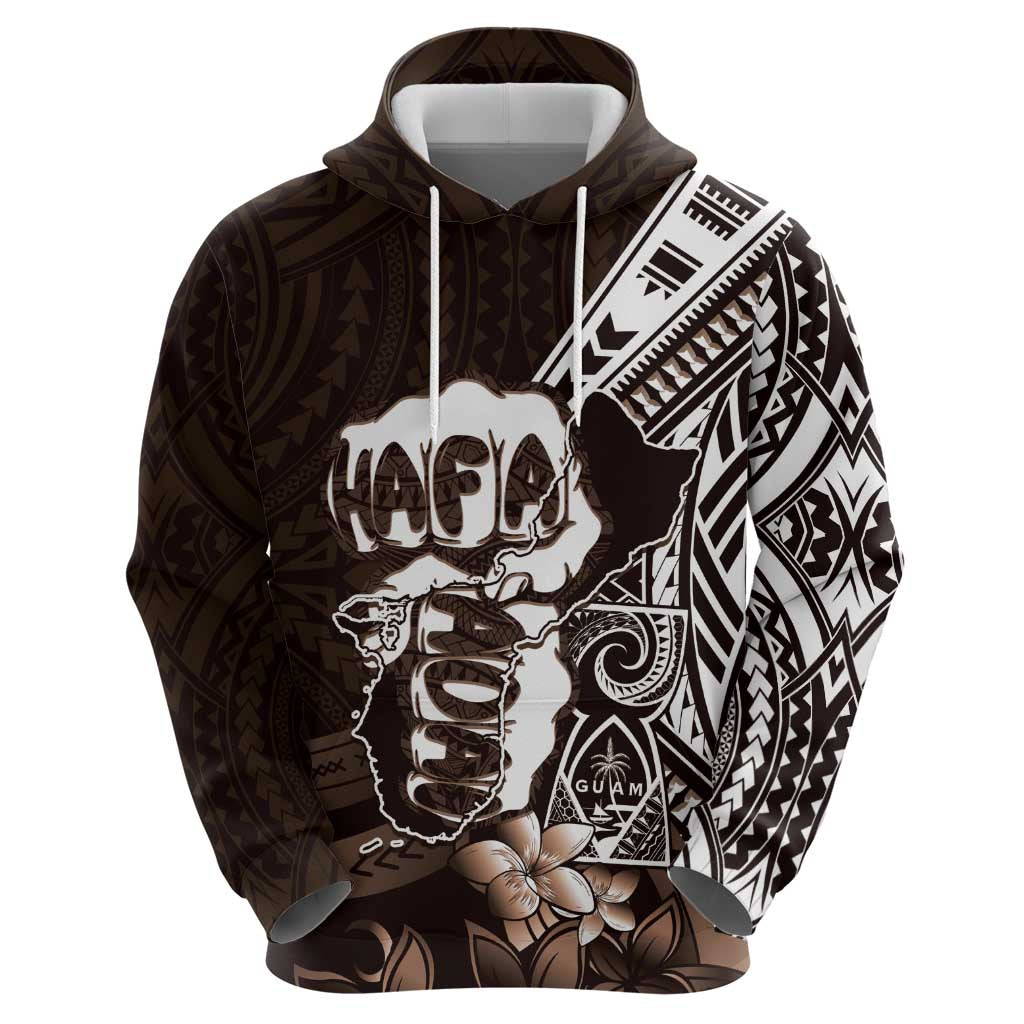 Hafa Adai Guam Discovery Day Hoodie Chamorro Latte Stone Hand Brown Version LT14 - Polynesian Pride