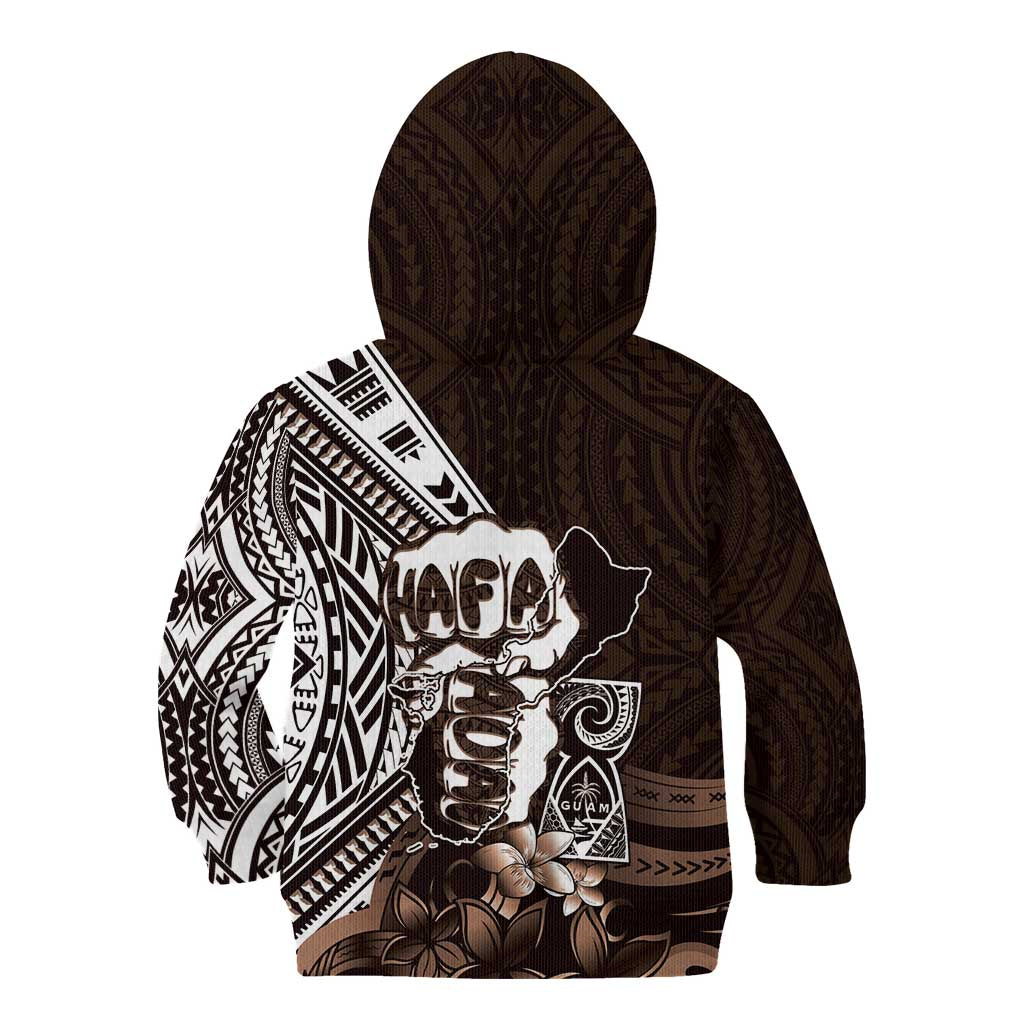 Hafa Adai Guam Discovery Day Kid Hoodie Chamorro Latte Stone Hand Brown Version LT14 - Polynesian Pride
