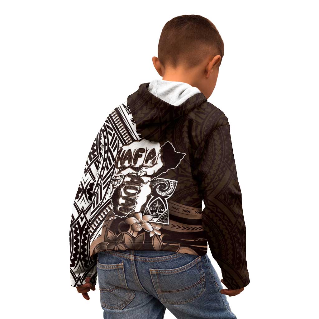 Hafa Adai Guam Discovery Day Kid Hoodie Chamorro Latte Stone Hand Brown Version LT14 - Polynesian Pride