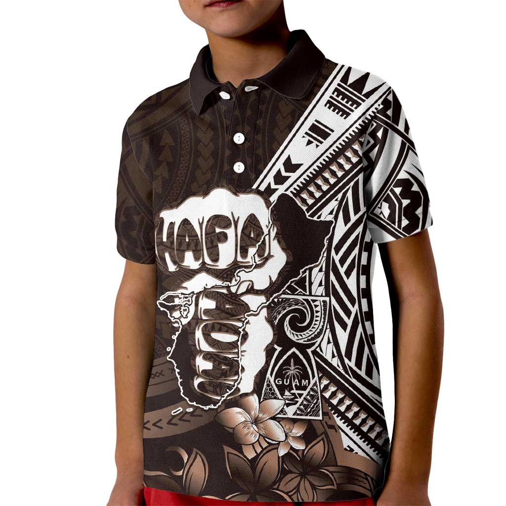 Hafa Adai Guam Discovery Day Kid Polo Shirt Chamorro Latte Stone Hand Brown Version LT14 Kid Brown - Polynesian Pride