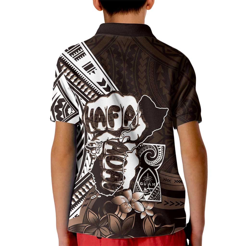 Hafa Adai Guam Discovery Day Kid Polo Shirt Chamorro Latte Stone Hand Brown Version LT14 - Polynesian Pride