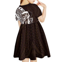 Hafa Adai Guam Discovery Day Kid Short Sleeve Dress Chamorro Latte Stone Hand Brown Version LT14 - Polynesian Pride