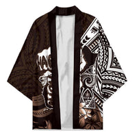 Hafa Adai Guam Discovery Day Kimono Chamorro Latte Stone Hand Brown Version LT14 Unisex Brown - Polynesian Pride