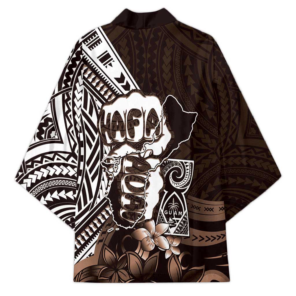 Hafa Adai Guam Discovery Day Kimono Chamorro Latte Stone Hand Brown Version LT14 - Polynesian Pride