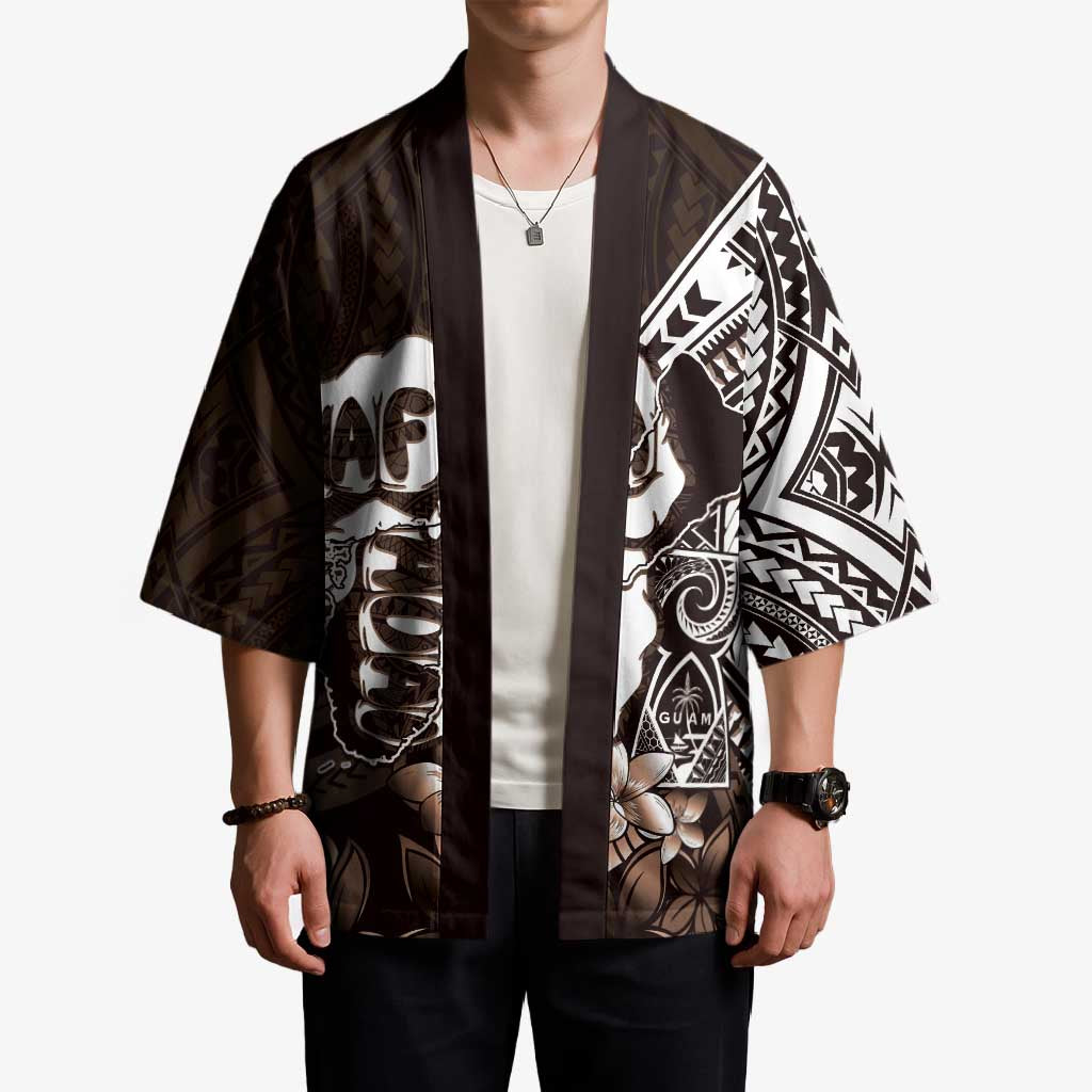 Hafa Adai Guam Discovery Day Kimono Chamorro Latte Stone Hand Brown Version LT14 - Polynesian Pride