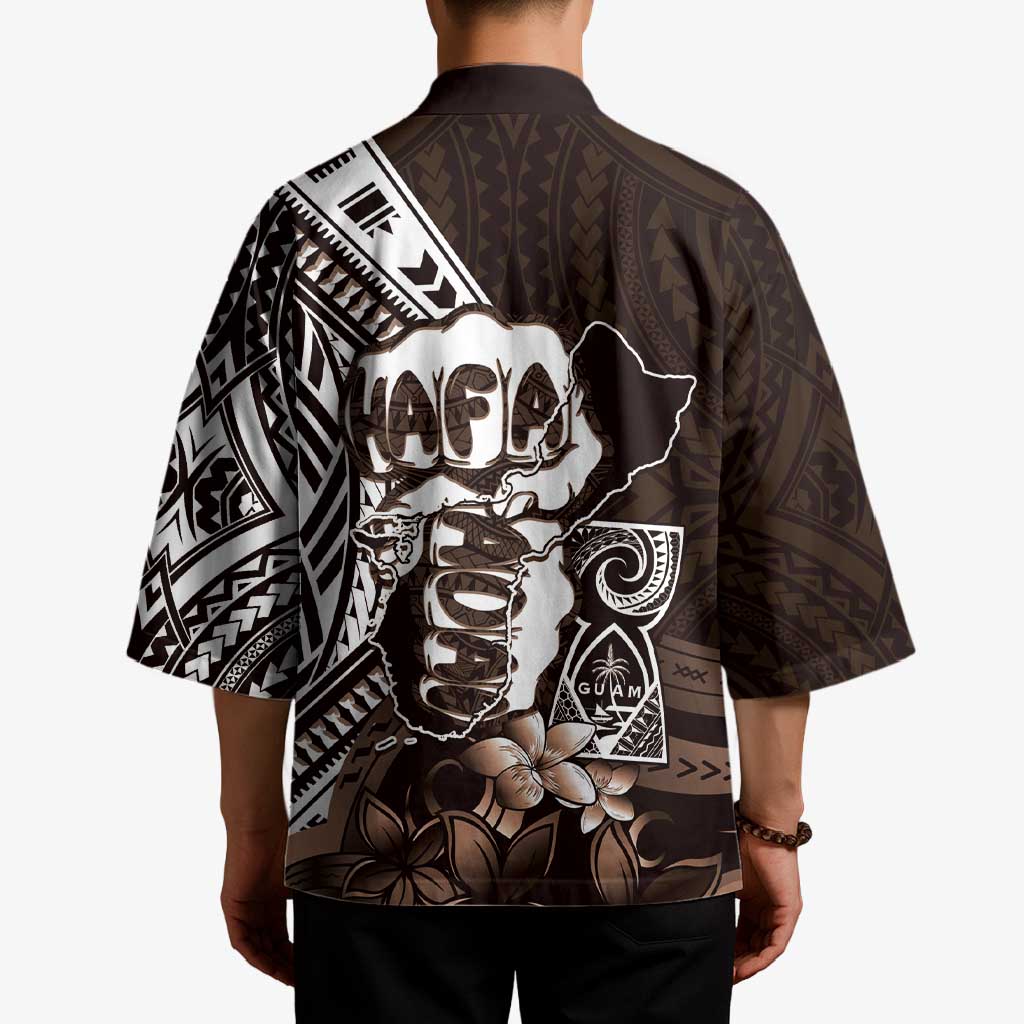 Hafa Adai Guam Discovery Day Kimono Chamorro Latte Stone Hand Brown Version LT14 - Polynesian Pride