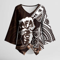 Hafa Adai Guam Discovery Day Kimono Sleeve Blouse Chamorro Latte Stone Hand Brown Version LT14 Female Brown - Polynesian Pride
