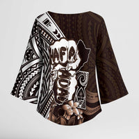 Hafa Adai Guam Discovery Day Kimono Sleeve Blouse Chamorro Latte Stone Hand Brown Version LT14 - Polynesian Pride