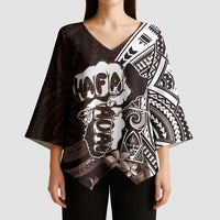 Hafa Adai Guam Discovery Day Kimono Sleeve Blouse Chamorro Latte Stone Hand Brown Version LT14 - Polynesian Pride
