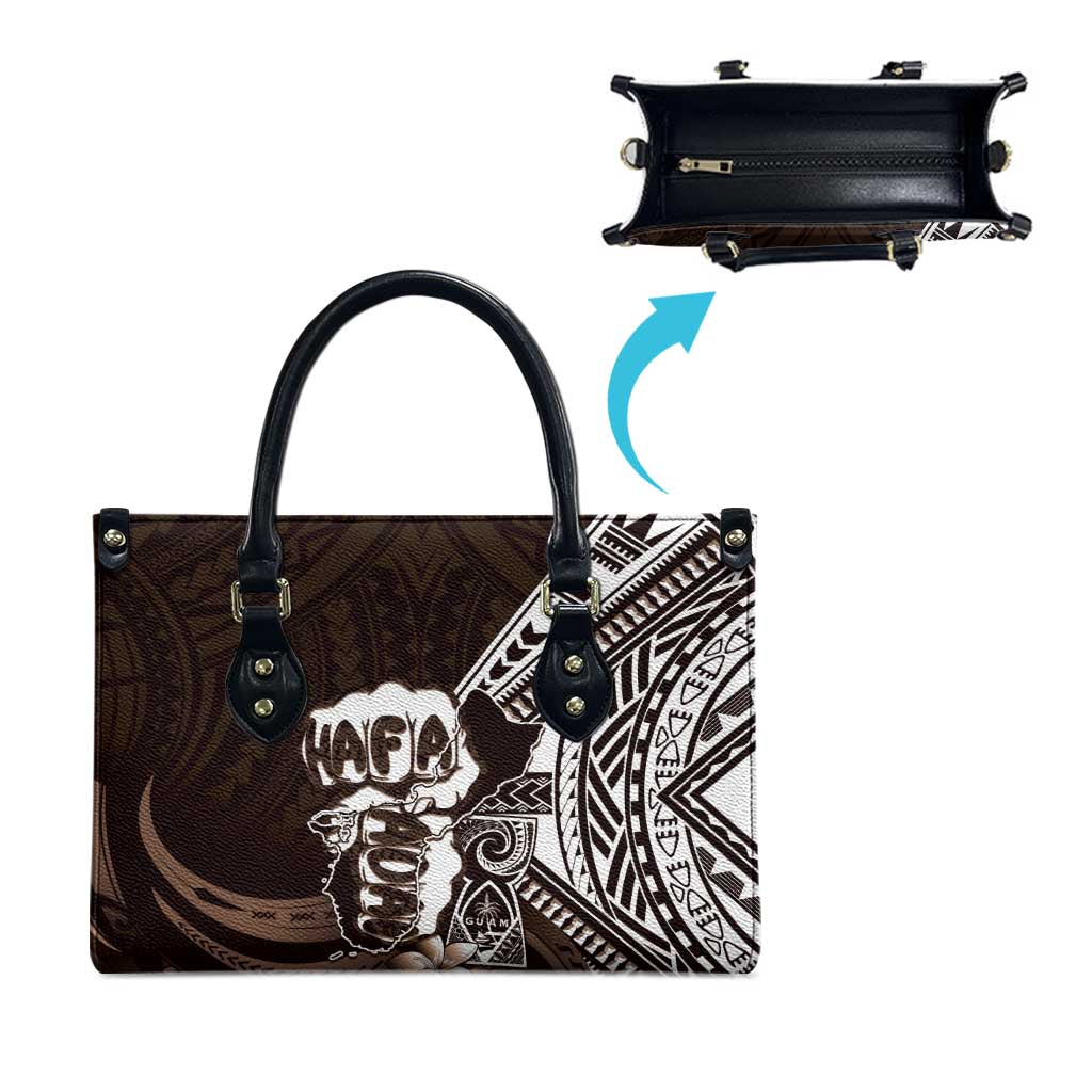 Hafa Adai Guam Discovery Day Leather Bag Chamorro Latte Stone Hand Brown Version LT14 - Polynesian Pride