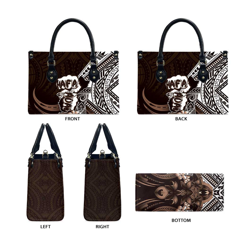 Hafa Adai Guam Discovery Day Leather Bag Chamorro Latte Stone Hand Brown Version LT14 - Polynesian Pride