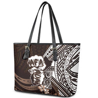 Hafa Adai Guam Discovery Day Leather Tote Bag Chamorro Latte Stone Hand Brown Version LT14 - Polynesian Pride