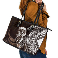 Hafa Adai Guam Discovery Day Leather Tote Bag Chamorro Latte Stone Hand Brown Version LT14 - Polynesian Pride