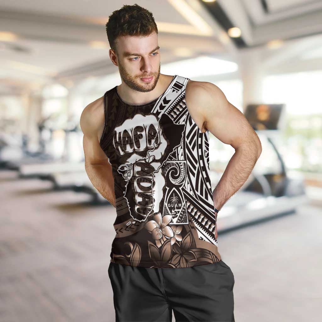 Hafa Adai Guam Discovery Day Men Tank Top Chamorro Latte Stone Hand Brown Version LT14 Brown - Polynesian Pride
