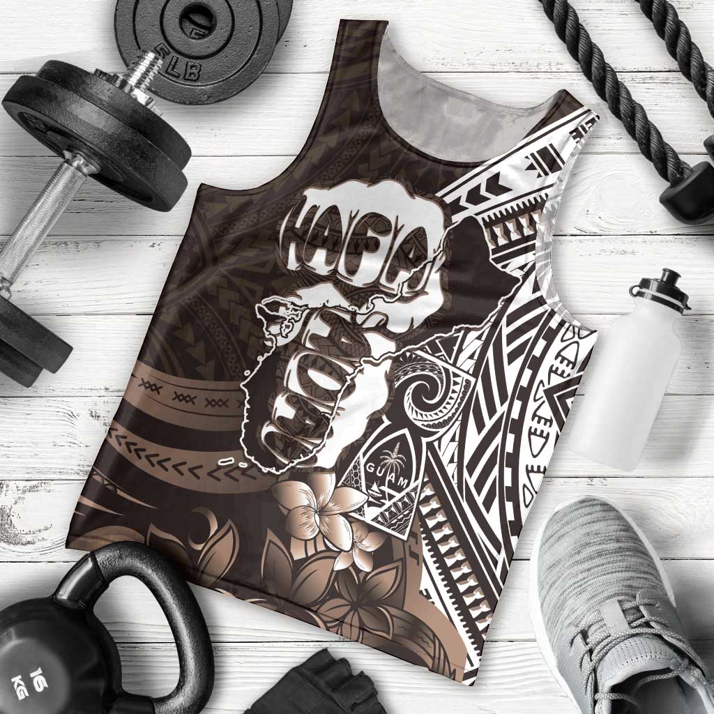 Hafa Adai Guam Discovery Day Men Tank Top Chamorro Latte Stone Hand Brown Version LT14 - Polynesian Pride