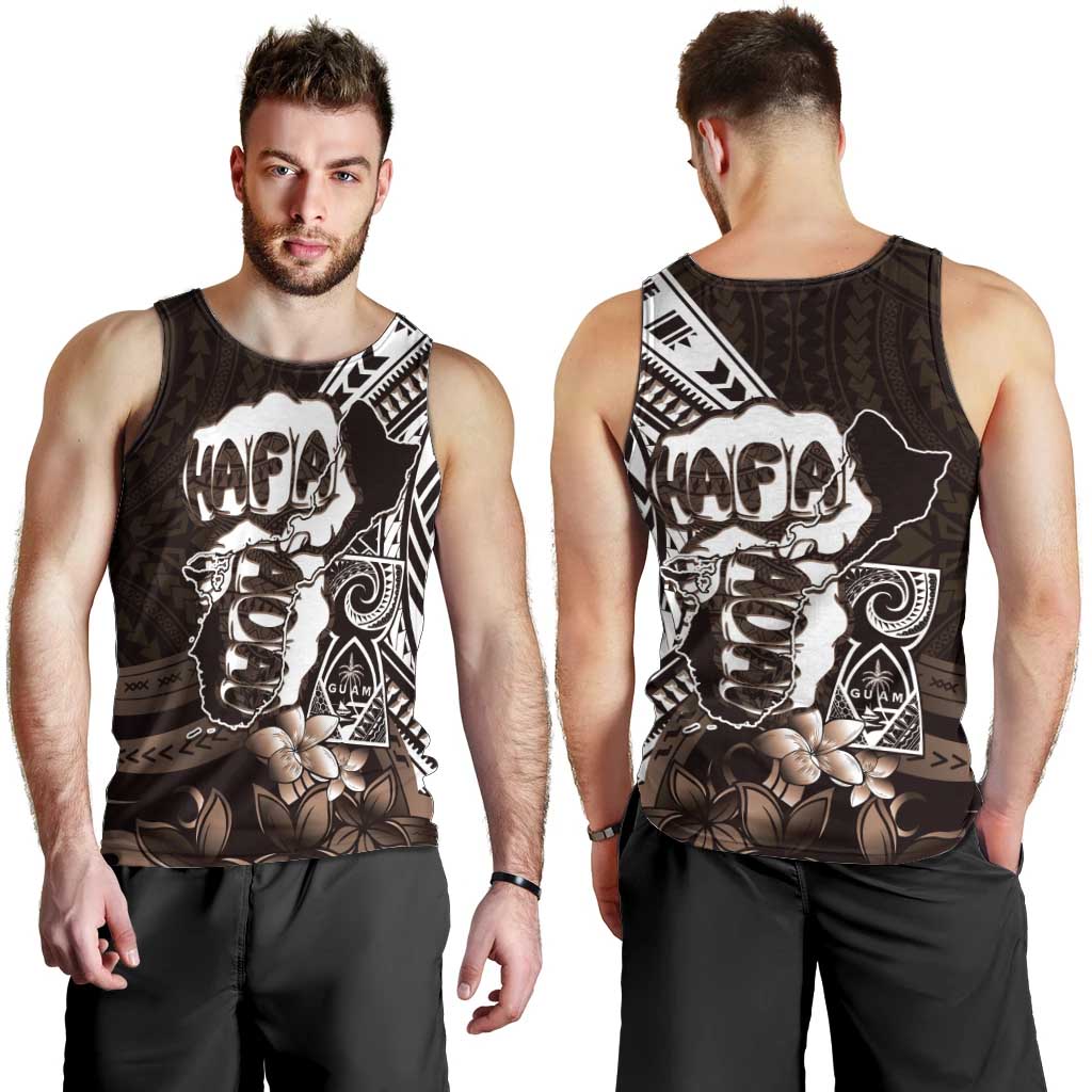 Hafa Adai Guam Discovery Day Men Tank Top Chamorro Latte Stone Hand Brown Version LT14 - Polynesian Pride