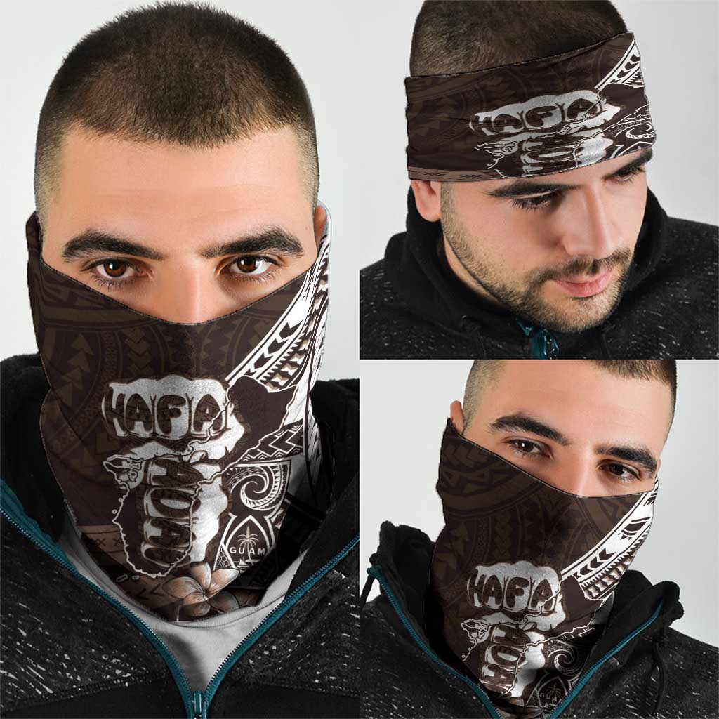 Hafa Adai Guam Discovery Day Neck Gaiter Chamorro Latte Stone Hand Brown Version LT14 - Polynesian Pride