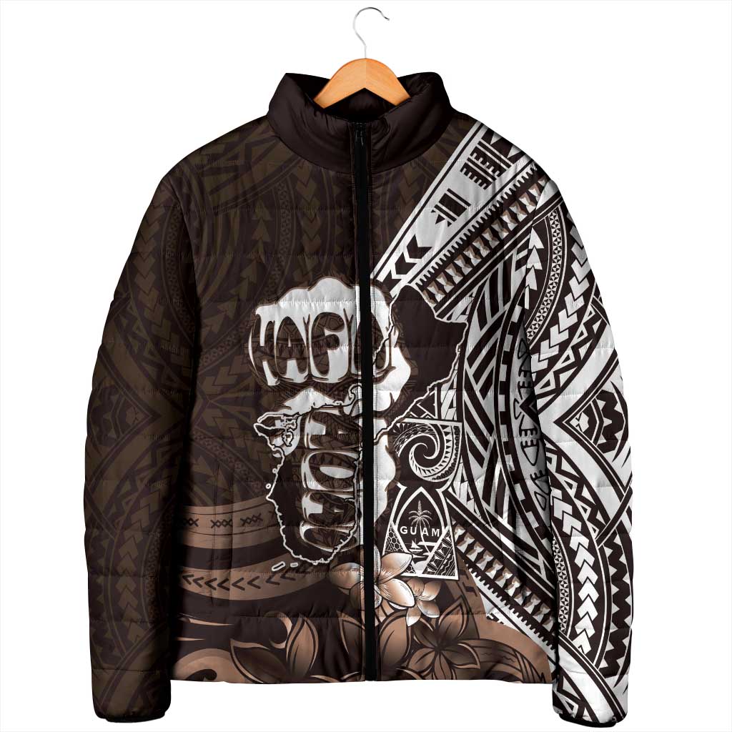 Hafa Adai Guam Discovery Day Padded Jacket Chamorro Latte Stone Hand Brown Version LT14 - Polynesian Pride