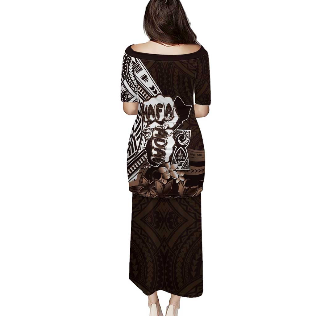 Hafa Adai Guam Discovery Day Puletasi Chamorro Latte Stone Hand Brown Version LT14 - Polynesian Pride