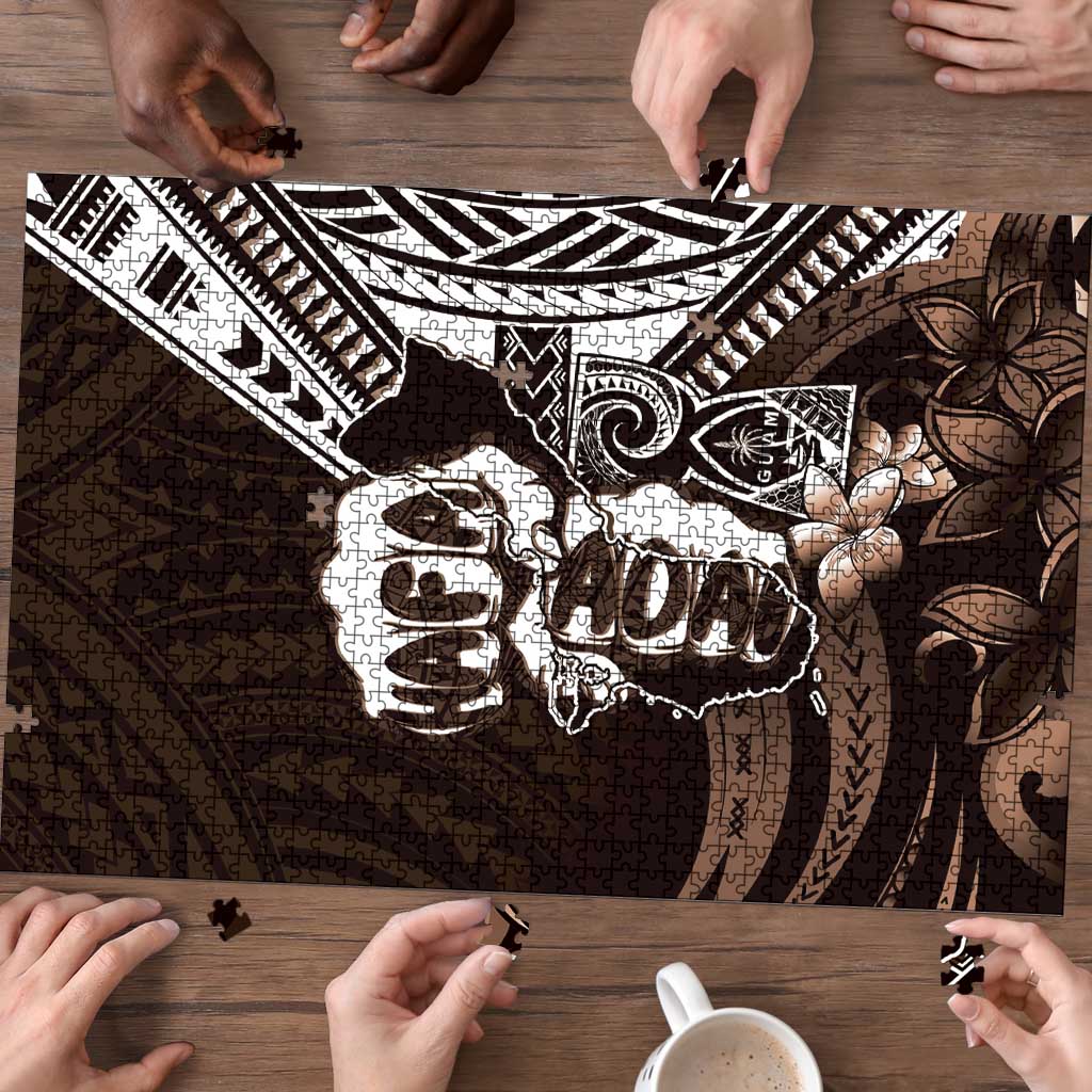 Hafa Adai Guam Discovery Day Puzzle Chamorro Latte Stone Hand Brown Version LT14 - Polynesian Pride