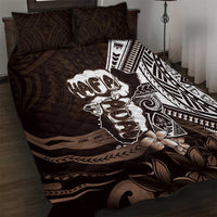 Hafa Adai Guam Discovery Day Quilt Bed Set Chamorro Latte Stone Hand Brown Version LT14 Brown - Polynesian Pride