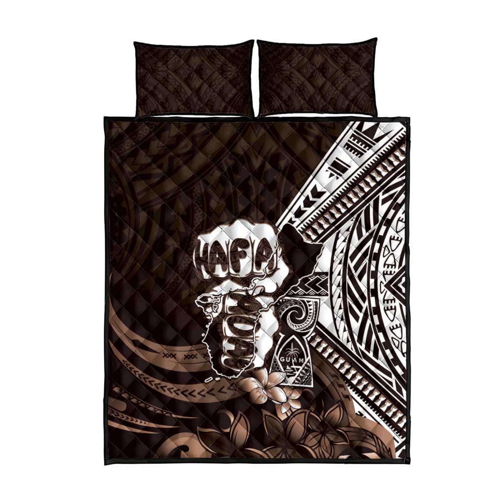 Hafa Adai Guam Discovery Day Quilt Bed Set Chamorro Latte Stone Hand Brown Version LT14 - Polynesian Pride