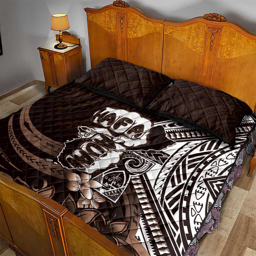 Hafa Adai Guam Discovery Day Quilt Bed Set Chamorro Latte Stone Hand Brown Version LT14 - Polynesian Pride