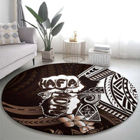 Hafa Adai Guam Discovery Day Round Carpet Chamorro Latte Stone Hand Brown Version LT14 - Polynesian Pride