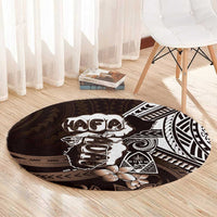 Hafa Adai Guam Discovery Day Round Carpet Chamorro Latte Stone Hand Brown Version LT14 - Polynesian Pride