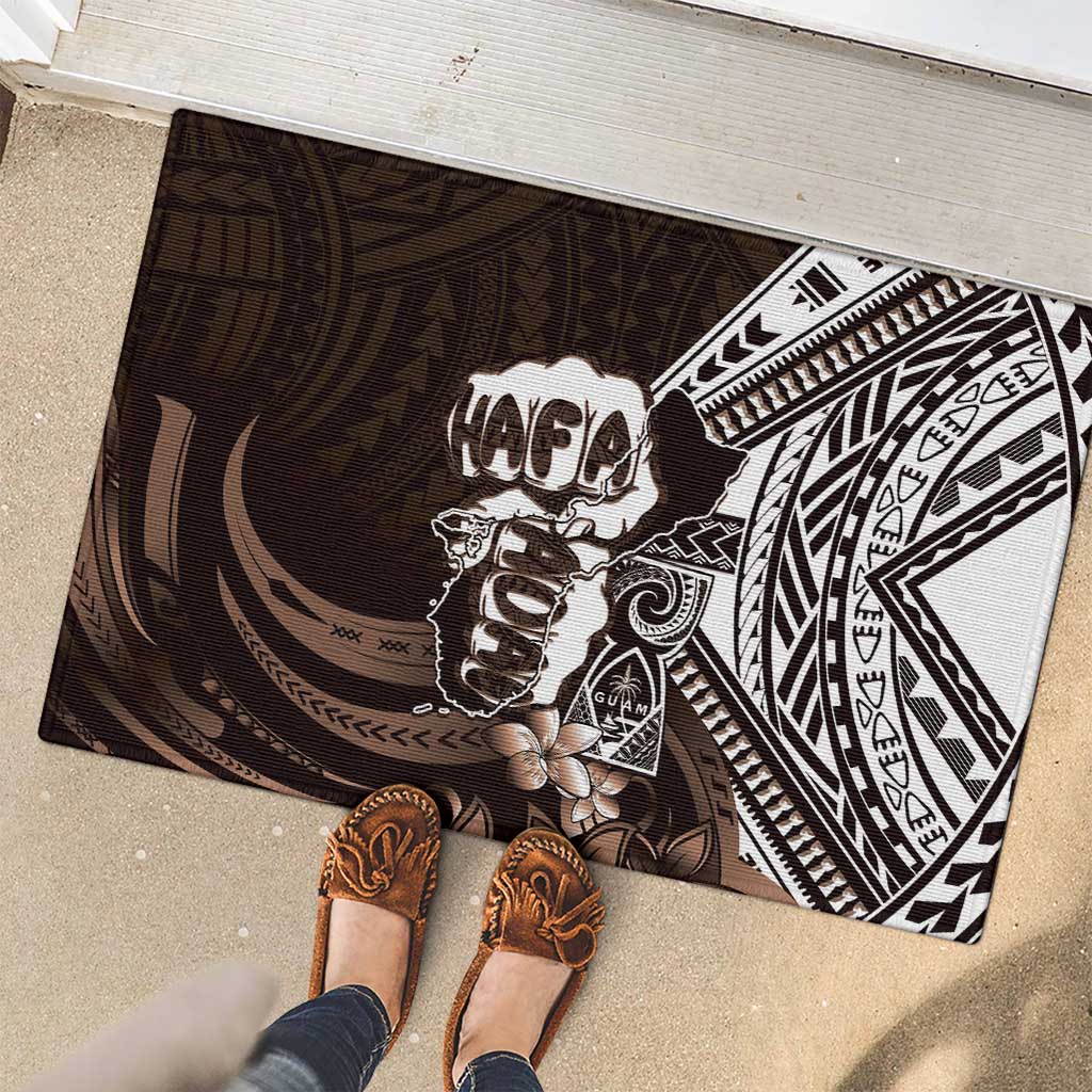 Hafa Adai Guam Discovery Day Rubber Doormat Chamorro Latte Stone Hand Brown Version LT14 - Polynesian Pride