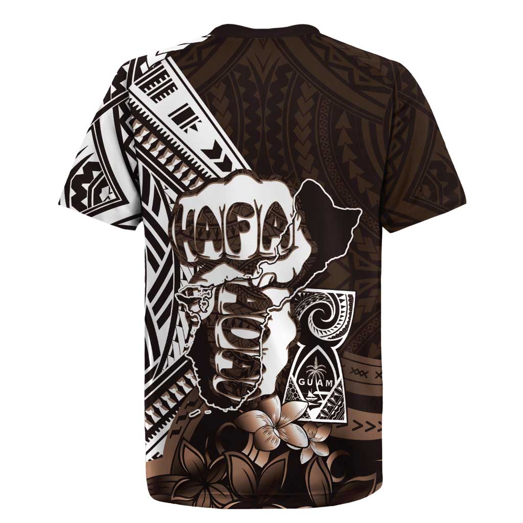 Hafa Adai Guam Discovery Day Rugby Jersey Chamorro Latte Stone Hand Brown Version LT14 - Polynesian Pride