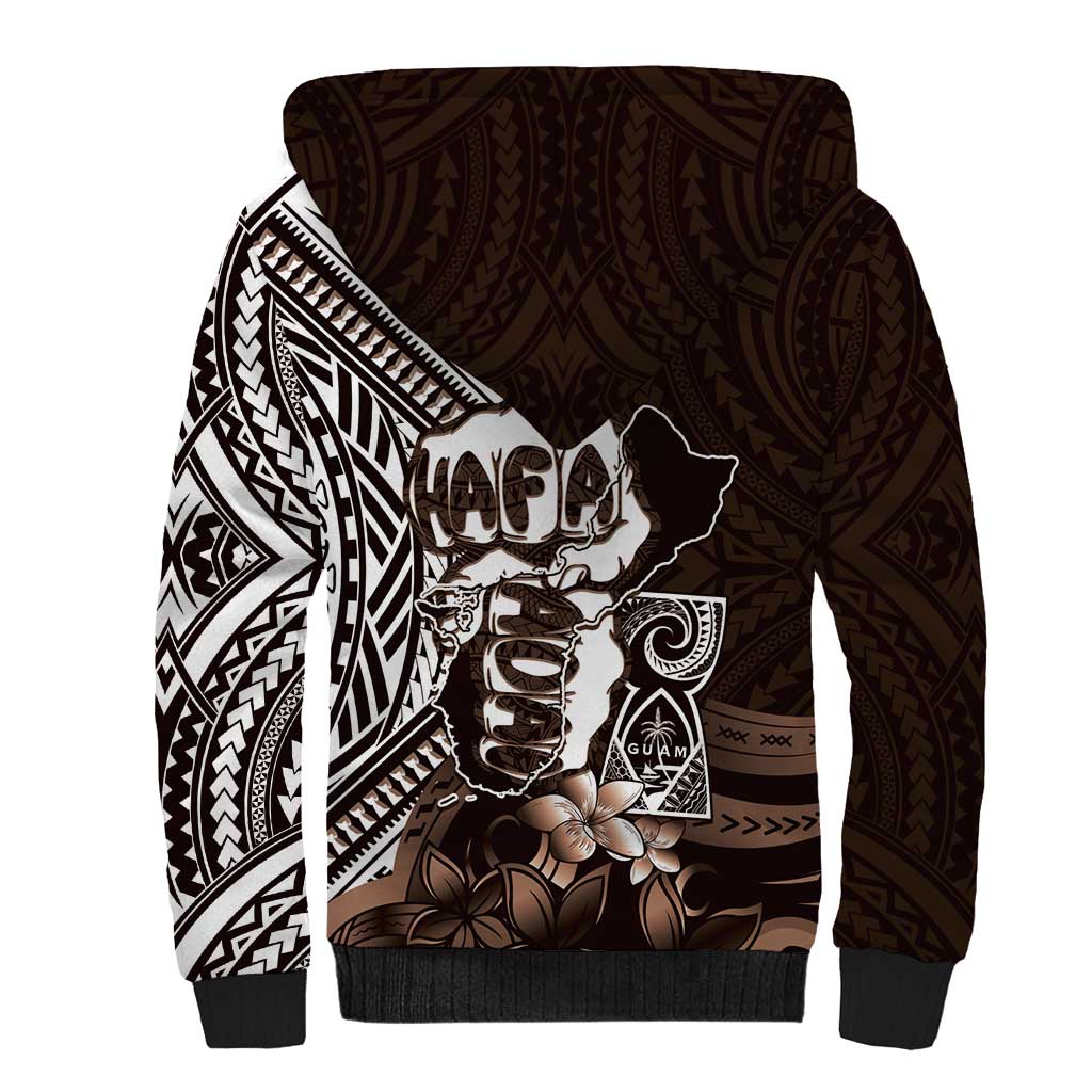 Hafa Adai Guam Discovery Day Sherpa Hoodie Chamorro Latte Stone Hand Brown Version LT14 - Polynesian Pride