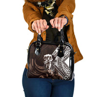 Hafa Adai Guam Discovery Day Shoulder Handbag Chamorro Latte Stone Hand Brown Version LT14 One Size Brown - Polynesian Pride