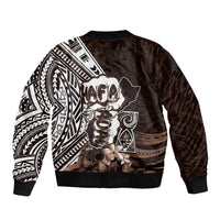 Hafa Adai Guam Discovery Day Sleeve Zip Bomber Jacket Chamorro Latte Stone Hand Brown Version LT14 - Polynesian Pride