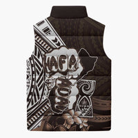 Hafa Adai Guam Discovery Day Sleeveless Puffer Jacket Chamorro Latte Stone Hand Brown Version LT14 - Polynesian Pride