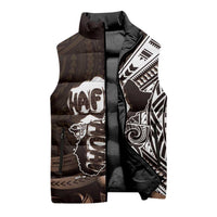 Hafa Adai Guam Discovery Day Sleeveless Puffer Jacket Chamorro Latte Stone Hand Brown Version LT14 - Polynesian Pride